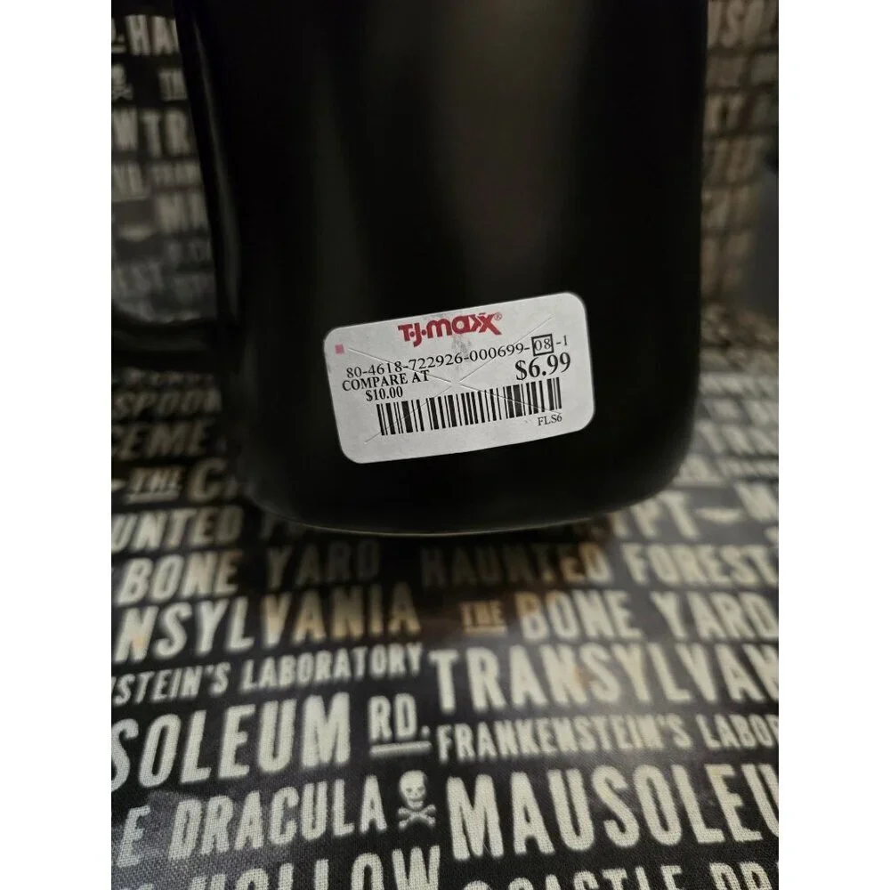 NWT Rae Dunn Wicked Black Coffee Mug Green Interior